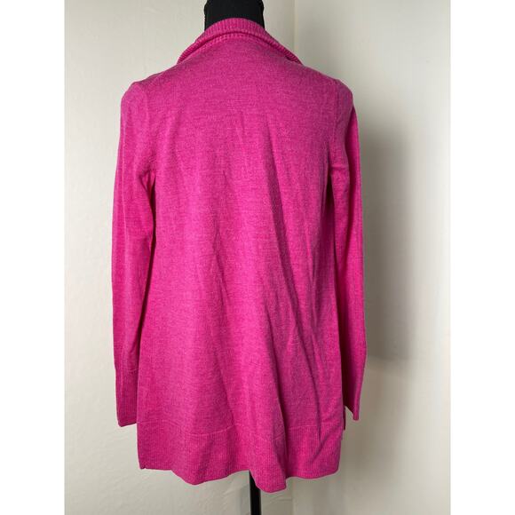 Talbots Women's Pure Merino Wool Knit Casual Classic Open Cardigan Fuchsia XS - Picture 2 of 7